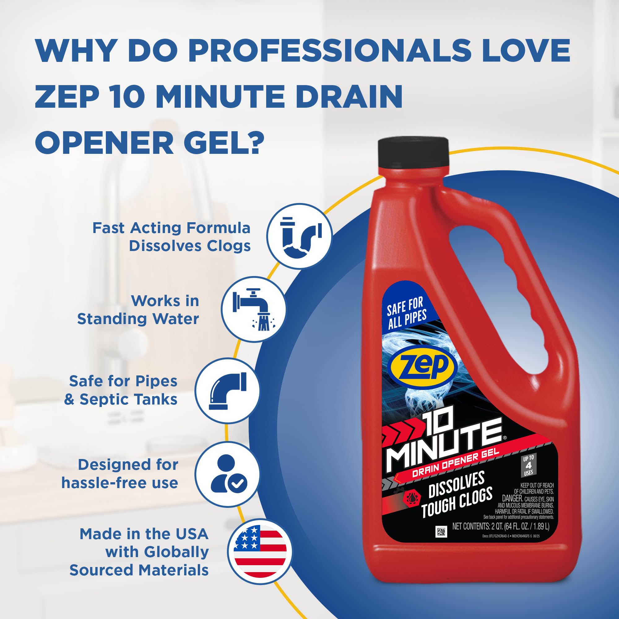 Amazon.com: Zep 10 Minute Drain Opener Gel 64 oz (Case of 6
